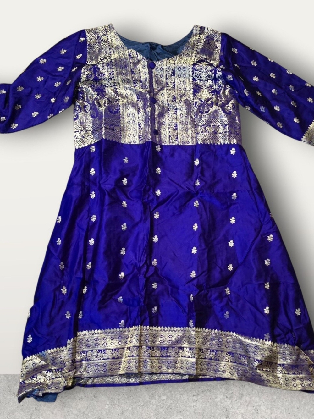 Royal Blue Silver Embellished Anarkali Dress